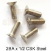 2BA x 1/2" CSK Nickel plated steel screws (10 Pack)