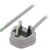Kabel: 3X1mm2, Bs 1363 (G) Wtyk, 1M, 13A, 250V Lt-318(3A) 3X1.0 Gry 1M End Cut