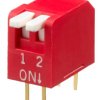 Przełącznik fortepianowy DIP 2-pozycyjny SPST THT 25 mA -20 → +70°C