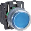 Pushbutton, unlabeled, unlit, groping, 1 Form A (N/O), waistband round, blue, front ring light gray, mounting Ø 22.5 mm, XB5AP61