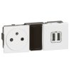 MOSAIC Ładowarka USB 2,4A + gniazdo pojedyncze z uziemieniem zestaw zespolony biały 077595 LEGRAND