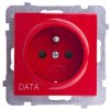 AS Gniazdo pojedyncze z/u DATA z przesłonami czerwone GP-1GZDP/m/00