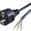 Connection cable, Europe, plug type E + F, straight on open end, H05VV-F3G1.5 mm², black, 2 m, 0L06561