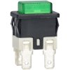 R-TECH 524778 Push button switch, SP, latching, green Illuminated, 16A 250V