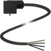Sensor actuator cable, valve connector DIN form A, angled to open end, 2 pole + PE, 10 m, PUR, black, 4 A, 456833