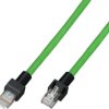 Patch cable, for moving applications (drag chains), RJ45 plug, straight to RJ45 plug, straight, Cat 6A, S/FTP, PUR, 2 m, green,