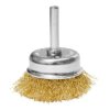Szczotka druciana doczołowa 50 mm, drut karbowany, mosiądzowany, z trzpieniem 6 mm