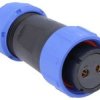 SPP2110-2GW Gniazdo 2 pin na kabel (7-12mm) okrągły, zakręcany, wodoodporny - gwint wewnętrzny