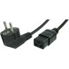 Power cord, Europe, plug type E + F, angled on C19 socket, straight, H05VV-F3G1.5 mm², black, 2.5 m, VII-H05VVF3G150-C19/2,50M S