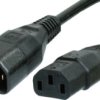 Extension cable, International, C14-plug, straight on C13 socket, straight, HARSJT 3 x AWG 17, black, 1 m, C14G-HARSJT3X17(1,0)A