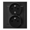 SONATA Gniazdo podwójne bez uziemienia niezmienność faz z ramką czarny metalik GP-2RC/33 OSPEL