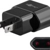 USA/Japan mains adapter to Euro plug, black, 45344