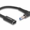 Kabel adapter DeLOCK do ładowania notebooka gniazdo USB typu C do wtyczki HP 4,5 x 3,0 mm kątowy 90° 15 cm