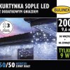 200 LED KURTYNKA SOPLE z dod. gniazdem i zasil. MIX biały zimny/niebieski,przewód czarny 9,6m szer + 5m wewn/zewn 9W IP44 13-570