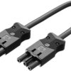 Device connection cable, plug, 3 pole, straight on plug, 3 pole, straight, H05VV-F3G1.5 mm², black, 2 m, AC 166 G VLC/315 SW 200
