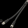 Sensor actuator cable, 2 x M12 cable plug, straight, A to M12 cable socket, straight, A, 4 pole/8 pole, 0.15 m, PUR, black, E112
