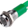Lampka kontrolna do montażu panelowego 12V ac/dc, zielona 14mm LED Chrom Końcówka lutownicza RS PRO