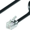Telephone cable, RJ10 plug, straight to RJ10 plug, straight, 2 m, black, 50270