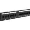 Patch panel 10 cali 12Port cat 5e wyposażony czarny 10-0004