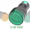 Woltomierz okrągły LED zielony 5-30VDC 28mm