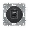 Gniazdo USB 2x 5V/2A, czarne, OVAL Electromalt