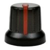 Gałka; GCL16; 6mm; czarny; czerwony; gumowana; fi 16/12; 14mm; plastik; GAL000050; RoHS