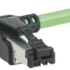 System cable, RJ11/RJ14 plug, angled to RJ11/RJ14 plug, angled, Cat 5, PVC, 1.5 m, green, 09457714123