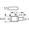 Short stroke test pin with probe, round head, Ø 1.3 mm, travel  1.2 mm, pitch 2.7 mm, L 5.3 mm, F70611B130G150