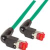 Patch cable, RJ45 plug, angled to RJ45 plug, angled, Cat 6A, S/FTP, LSZH, 0.5 m, green, K4137GN.0,50