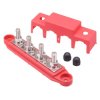 Red 4 Way M8 Power Distribution Busbar with Cover