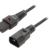 SCHAFFNER-812285 Kabel IEC C13 żeński, IEC C14 męski 2m z blokadą IEC LOCK