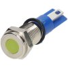 R-TECH 656907 Panel Indicator 8mm Flat 12V Yel Nickel Brass