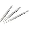 Vigor V1438 Tweezers Set 3-Piece Flat Round Blunt Pointed Tips