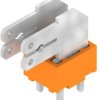 PCB terminal, 2 pole, pitch 5 mm, AWG 24-14, 15 A, faston plug, orange, 9511410000