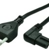 Device connection cable, Europe, plug type C, straight on C7 socket, angled, H05VVH2-F2x0.75 mm², black, 1.8 m, XVI-H05VVH2F2X07
