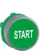 Pushbutton, labeled START, unlit, groping, waistband round, green, front ring light gray, mounting Ø 22 mm, ZB5AA333C0