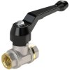 Ball valve, L 85 mm, 80 bar, brass, nickel-plated, for pipe systems, 103266