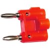 Double laboratory plug, pitch 19.1 mm, 15 A, nickel-plated, red, BU-00247-2
