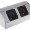 Gniazdo meblowe podwójne z/u 16A IP20 aluminium/ tworzywo, OR-AE-1303/G