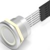 Vandal-proof pushbutton, 1 pole, silver, illuminated  (RGB), 1 A/24 VDC, mounting Ø 22.2 mm, IP68, 2342843-1