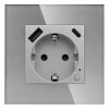 Gniazdo elektryczne Schuko z USB A+C 20W z pomiarem energii (watomierz) ZigBee grafitowe podtynkowe z ramką szklaną - TAWOIA Sma