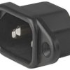 Panel plug C14, 3 pole, screw mounting, plug-in connection, black, 6162.0159