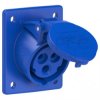Gniazdo stałe z klapką [3p] 16A 230V IP44 tablicowe skośne 70x85mm TWIST PCE do obudowy niebieskie
