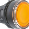 Pushbutton, illuminable, groping, waistband round, orange, front ring black, mounting Ø 22 mm, ZB5AW353