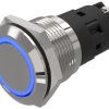 Podświetlany łącznik przyciskowy Chwilowy SPDT średnica wycięcia 19mm, montaż panelowy EAO