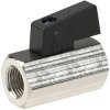 Mini ball valve, L 54 mm, 10 bar, brass, nickel-plated, for pipe systems, 134872