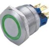 W22F11EG24/SZ przełącznik wandaloodporny podświetlany - zielony RING 12V; OFF-ON