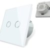 Włącznik do Światła Podwójny Wyłącznik Dotykowy Szklany Podtynkowy Biały