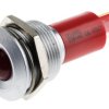 Lampka kontrolna do montażu panelowego 115 V dc, 230V ac, czerwona 19mm LED Chrom RS PRO