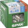 SPAX 4577000450456 Śruba blacharska 4.5 mm 45 mm T-STAR plus stal nierdzewna A2 80 szt.